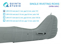 Quinta studio QRV-015 Одиночные клепочные ряды (размер клепки 0.10 mm, интервал 0.4 mm, масштаб 1/72), белые, общая длина 6,7 m 1/72