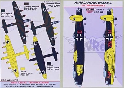 Kora Model NDT48016 Avro Lancaster B.Mk.I Luftwaffe декали 1/48