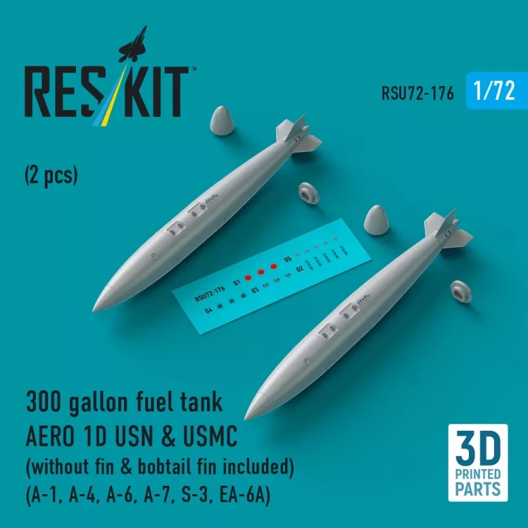 Reskit U72176 300 gallon fuel tank AERO 1D USN&USMC (2 pcs) 1/72