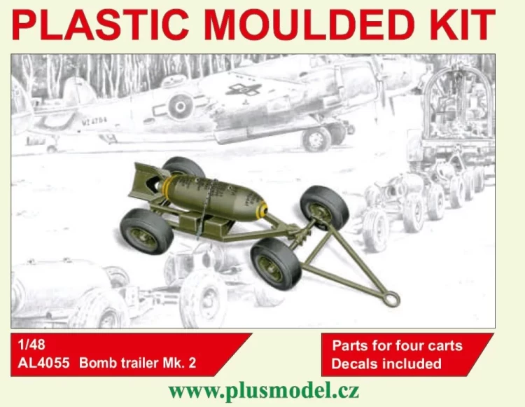 Plusmodel AL4055 Bomb Trailer Mk.2, 4 pcs. (plastic set) 1/48