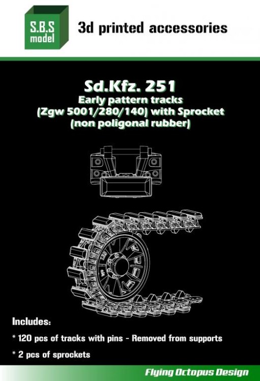 Sbs Model 3D008 Sd.Kfz.251 Early Patt.tracks+sprocket non-p. 1/35