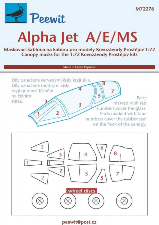Peewit M72278 Canopy mask Alpha Jet A/E/MS (KP) 1/72