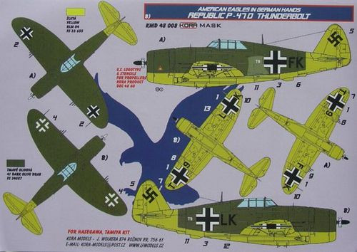 Kora Model MD48008 Mask Republic P-47D in German hands 1/48