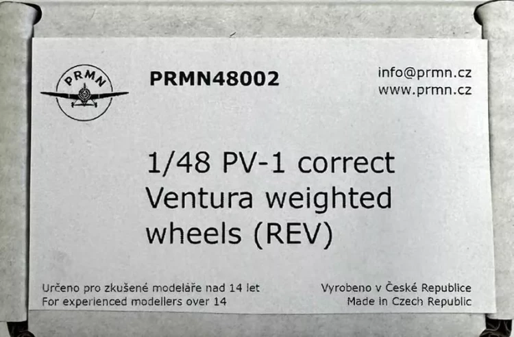 PRMN 48002 PV-1 Ventura correct weighted wheels (REV) 1/48