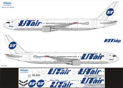 Ascensio 763-009 Boeing 767-300 (ЮтАйр) 1/144