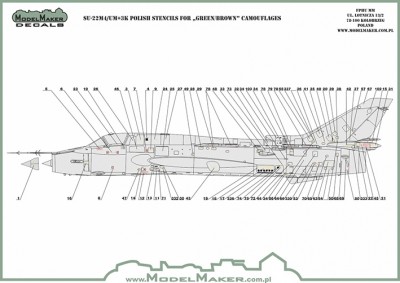 Model Maker Decals D72083 Sukhoi Su-22 Polish stencils 1/72