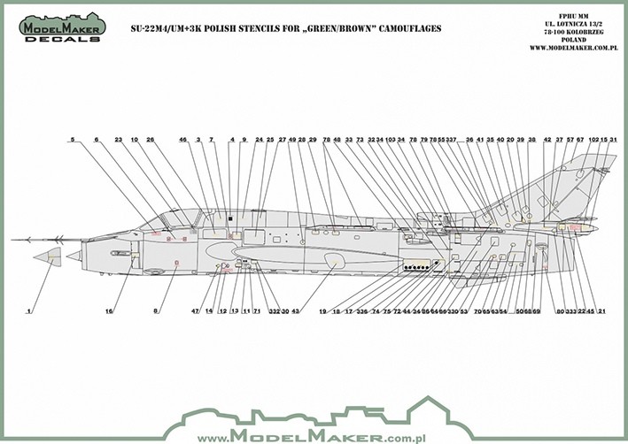 Model Maker Decals D72083 Sukhoi Su-22 Polish stencils 1/72
