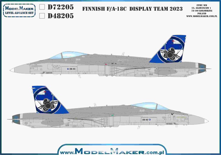 Model Maker Decals D72205 Finnish Lockheed-Martin F/A-18C Hornet Display Team 2023 1/72