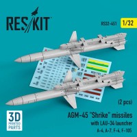 Reskit 32451 AGM-45 'Shrike' missiles w/ LAU-34 launcher 1/32