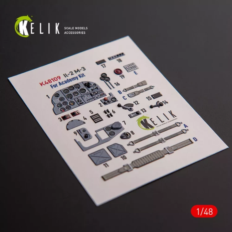 Reskit K48109 IL-2M3 - interior 3D decal (ACAD/ACCUR) 1/48