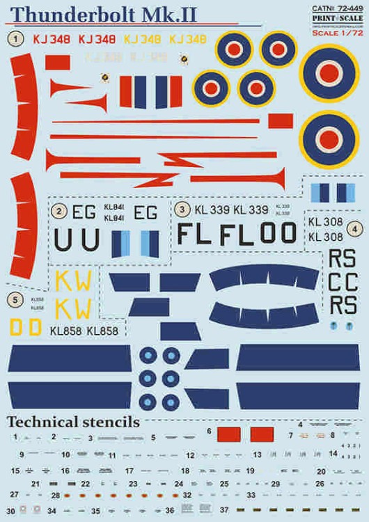 Print Scale C72449 Thunderbolt Mk II (wet decal) 1/72