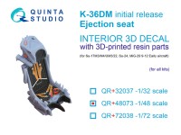 Quinta Studio QR+48073 Катапультное кресло К-36ДМ (первых выпусков) (для Су-17/22, Су-24, первых МиГ-29 9-12) (Для всех моделей) 1/48