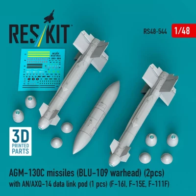 Reskit 48544 AGM-130C missiles w/ AN/AXQ-14 data link pod 1/48