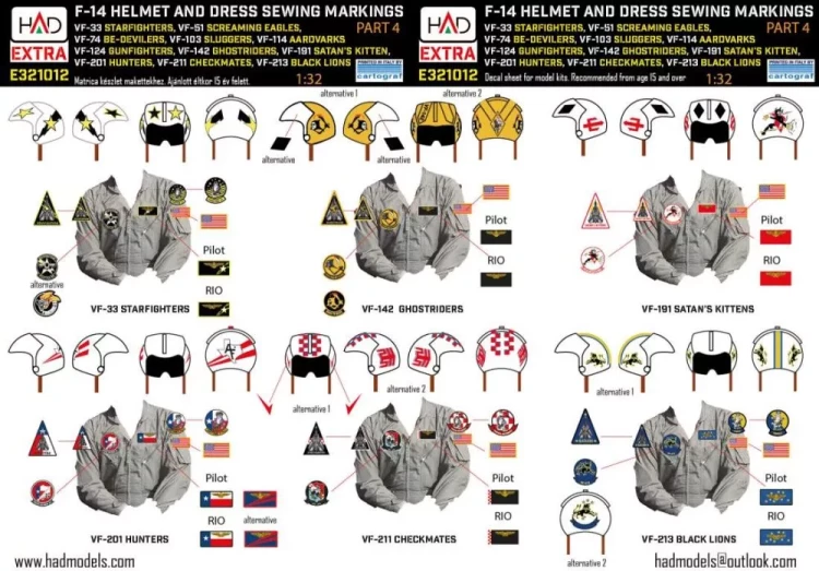HAD 321012 F-14 Helmet & dress sewing markings Vol.4 1/32
