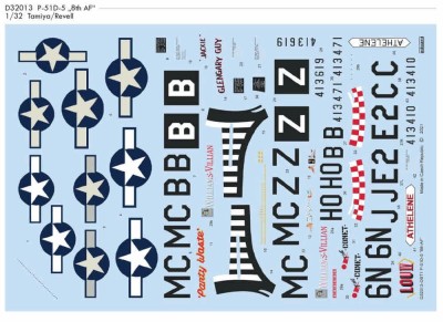 Eduard D32013 Decals P-51D-5 '8th AF' (TAM/REV) 1/32