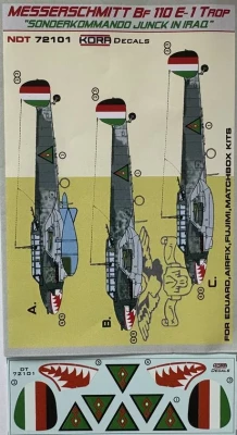 Kora Model NDT72101 Decals Bf 110E-1 Trop Sonderkom.Junck in Iraq 1/72
