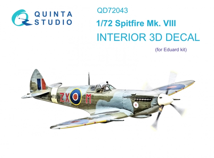 Quinta studio QD72043 Spitfire Mk.VIII (Eduard) 3D Декаль интерьера кабины 1/72