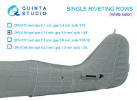 Quinta studio QRV-016 Одиночные клепочные ряды (размер клепки 0.15 mm, интервал 0.6 mm, масштаб 1/48), белые, общая длина 6,2 m 1/48