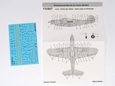 Foxbot Decals FBOT72031 Bell P-39 Aeracobra Stencils [P-39Q/N P-39N P-39L P-39L/N P-39Q-25] 1/72