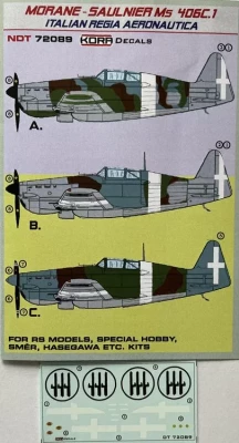 Kora Model KORNDT72089 Decals MS 406C.1 Italian Regia Aeronautica 1/72