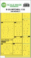 Art Scale 200-M32034 North-American B-25J Mitchell canopy frame paint masks (inside & outside) 1/32