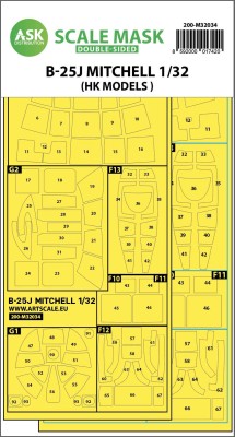 Art Scale 200-M32034 North-American B-25J Mitchell canopy frame paint masks (inside &amp; outside) 1/32