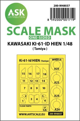 Art Scale 200-M48037 Kawasaki Ki-61-ID Hien wheels and canopy frame paint masks (outside only) 1/48