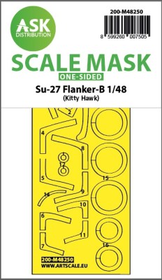 Art Scale 200-M48250 Sukhoi Su-27 Flanker-B canopy frame paint mask (outside only) 1/48