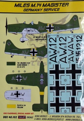 Kora Model DEC48102 Miles M.14 Magister (Germany Service) декали 1/48