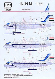 HAD 144050 Decal Ilyushin IL-14M (MALEV) 1/144