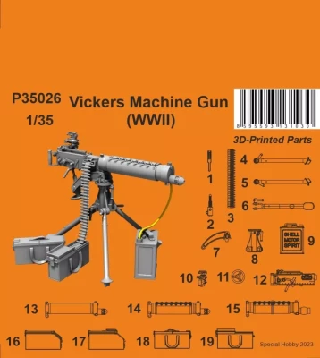 CMK P35026 Vickers Machine Gun, WWII (3D-Print) 1/35