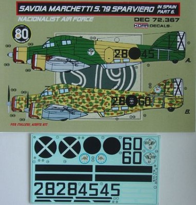 Kora Model DEC72367 SM.79 Sparviero in Spain Vol.6 декали декали 1/72