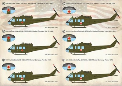 Print Scale 72-410 UH-1 Air Ambulance in Vietnam War &amp; stencils 1/72