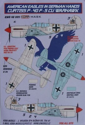 Kora Model MD48009 Mask Curtiss P-40F-5 CU in German hands 1/48