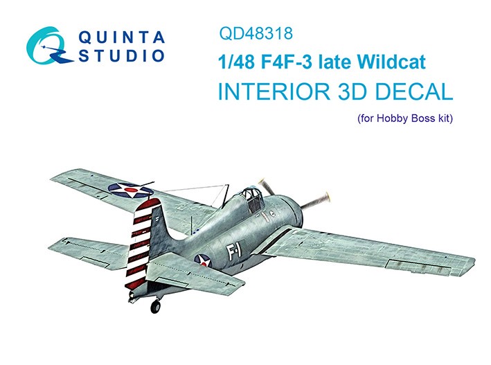 Quinta studio QD48318 F4F-3 late (Hobby Boss) 3D Декаль интерьера кабины 1/48