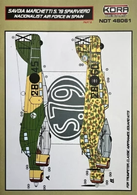 Kora Model NDT48061 Decals SM.79 Sparviero Nacionalist AF Spain 1/48