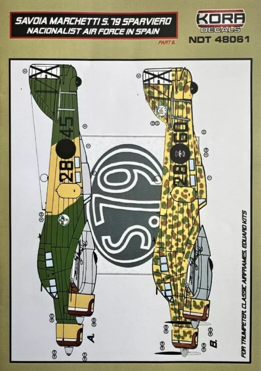 Kora Model NDT48061 Decals SM.79 Sparviero Nacionalist AF Spain 1/48