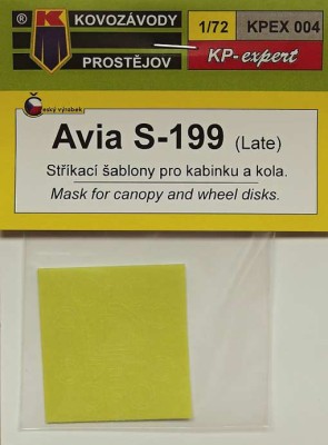 Kovozavody Prostejov EX004 Canopy&amp;wheel mask Avia S-199 Late 1/72