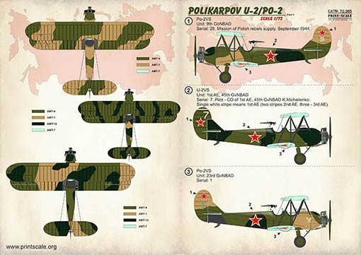 Print Scale 72-365 Polikarpov U-2/Po-2 (wet decals) Pt.1 1/72