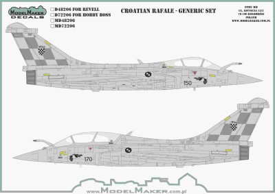 Model Maker Decals D72206 Croatian Dassault Rafale - Generic set 1/72