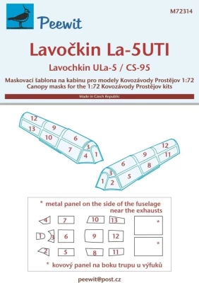 Peewit M72314 Canopy mask La-5 UTI / CS-95 (KP) 1/72