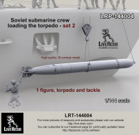 LiveResin LRM144004 Моряки подводники. Погрузка торпеды, пловец, торпеда и тали, рекомендуются для модели подводной лодки Щука, Звезда 1/144
