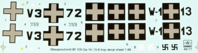 HAD 48177 Decal Messerschmitt Bf 109G-6 Trop/G-14 1/48