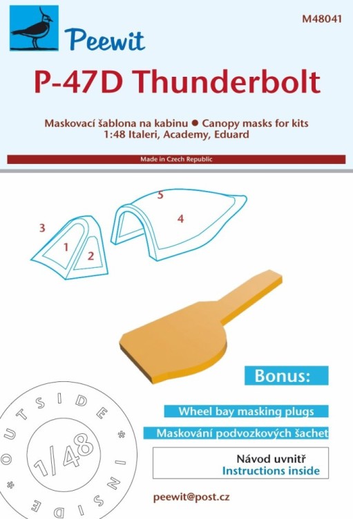 Peewit M48041 Canopy mask P-47D Thunderbolt (ITAL/ACAD) 1/48