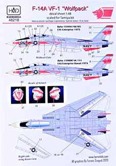 HAD 48218 Decal F-14A VF-1 'Wolfpack' (TAM) 1/48