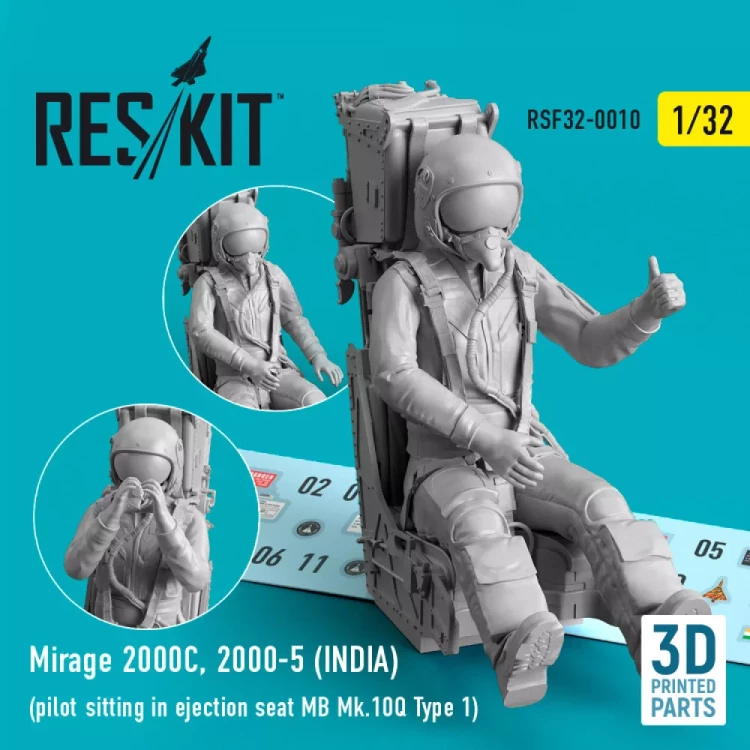 Reskit F32010 Mirage 2000C,2000-5 INDIA pilot sitting 1/32