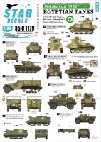 Star Decals 35-C1179 Middle East 1948(ish) # 1. Egyptian Tanks. Vickers Light Tank Mk.VIB, Bren carrier, M22 Locust, M5A1 Halftrack Humber Armoured Car Mk.IV, Daimler Dingo, Humber LRC Mk.III 1/35