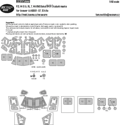 New Ware NWA-M1223 Mask PZL W-3 (A,RL,T,WARM) Sokol BASIC 1/48
