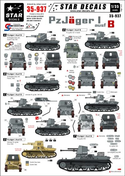 Star Decals STAR35937 Pz-Jager I Ausf.B 1/35