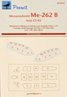 Peewit PW-M72053 1/72 Canopy mask Messerschmitt Me-262B (SMER)